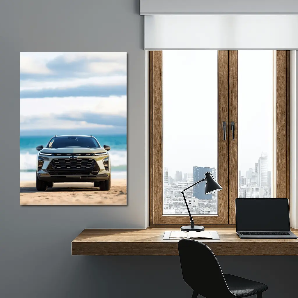 Chevrolet Trax SUV Parked on Sandy Beach – Wall Art