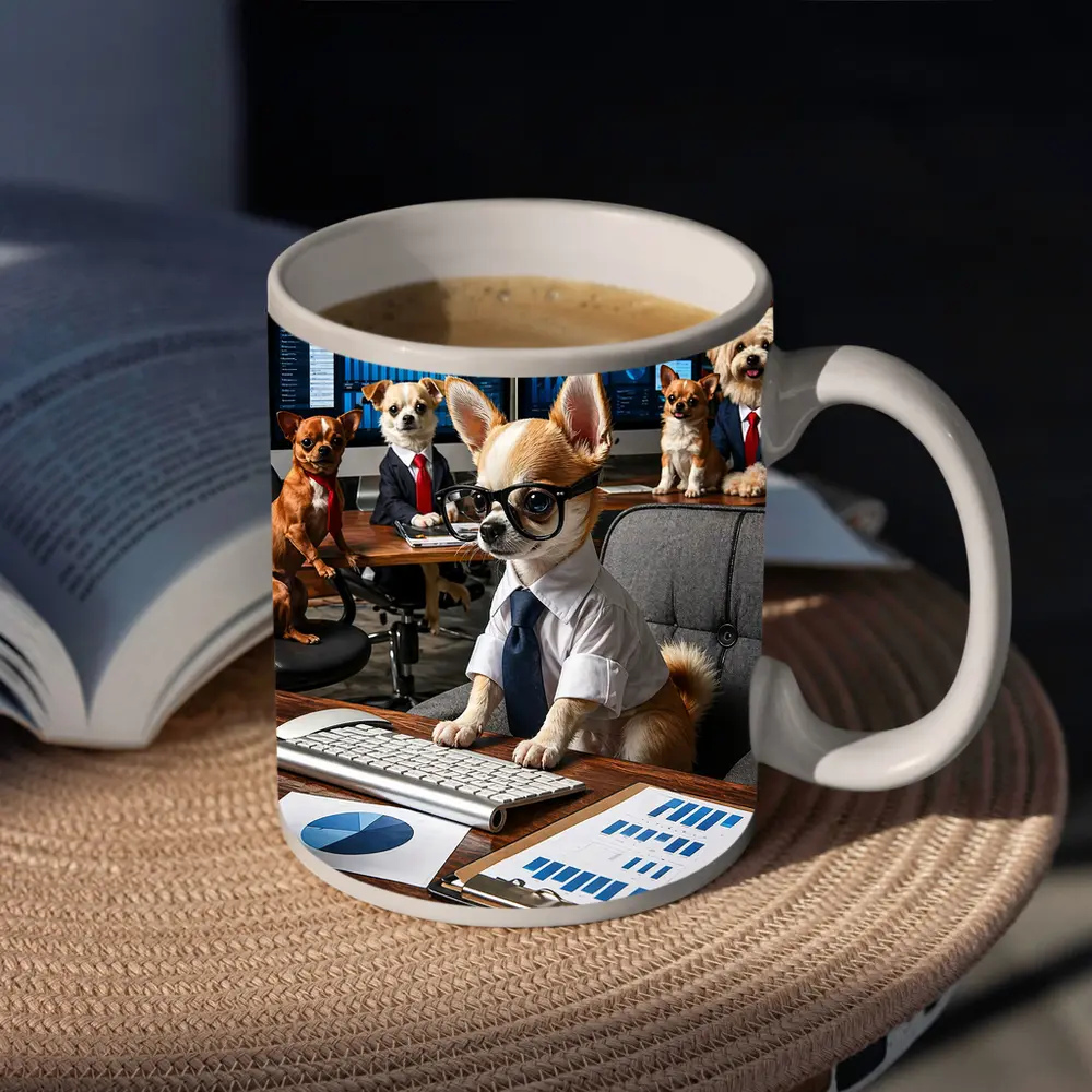 Chihuahua Boss Dogs Working Office Meeting – Mugs