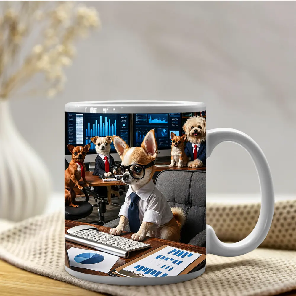 Chihuahua Boss Dogs Working Office Meeting – Mugs
