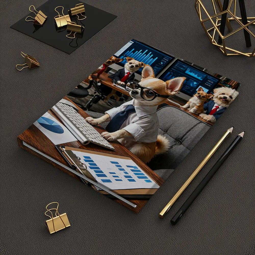 Chihuahua Boss Dogs Working Office Meeting – Notebooks