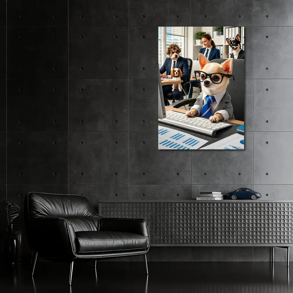 Chihuahua Boss Working In Corporate Office – Wall Art
