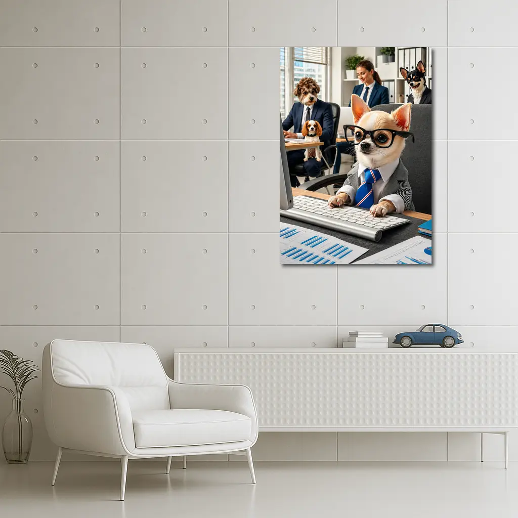 Chihuahua Boss Working In Corporate Office – Wall Art