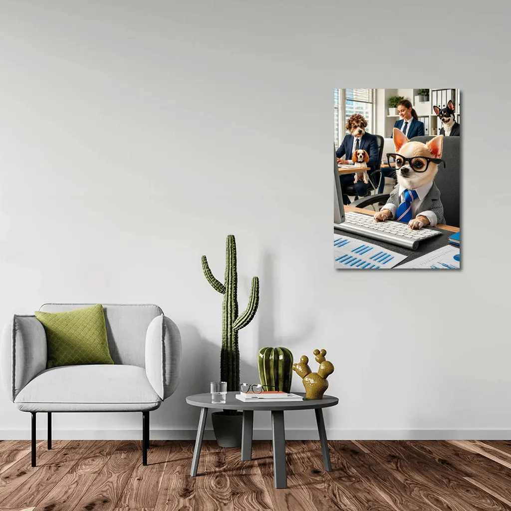 Chihuahua Boss Working In Corporate Office – Wall Art