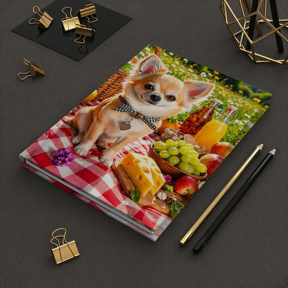 Chihuahua Sitting at Summer Picnic Spread – Notebooks
