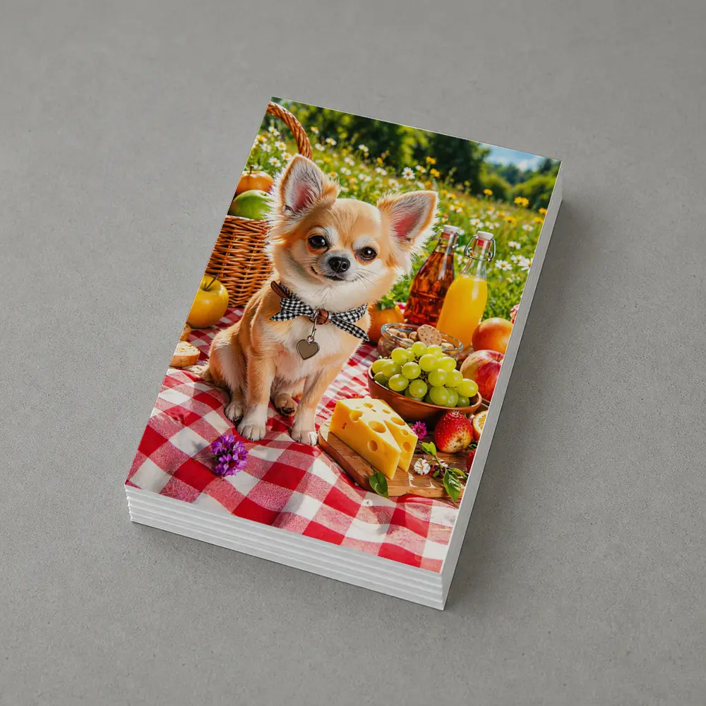 Chihuahua Sitting at Summer Picnic Spread – Postcards