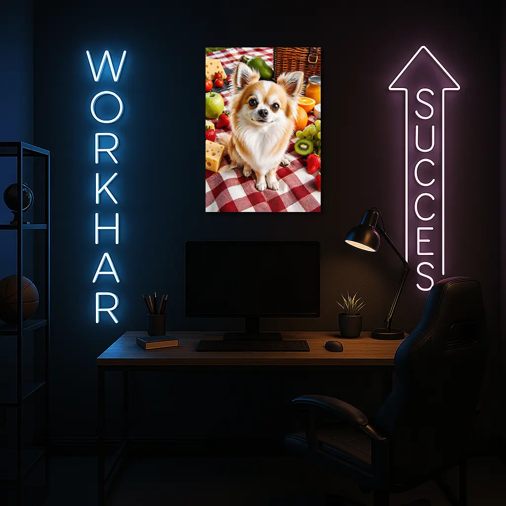 Chihuahua Sitting at Fruit Picnic Blanket – Wall Art