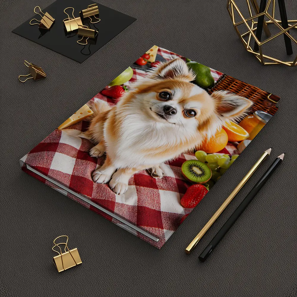 Chihuahua Sitting at Fruit Picnic Blanket – Notebooks
