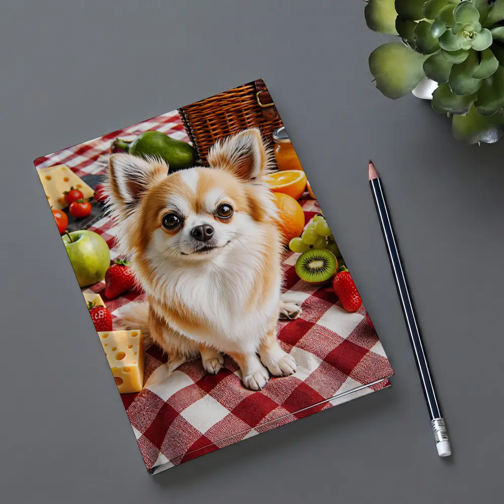 Chihuahua Sitting at Fruit Picnic Blanket – Notebooks