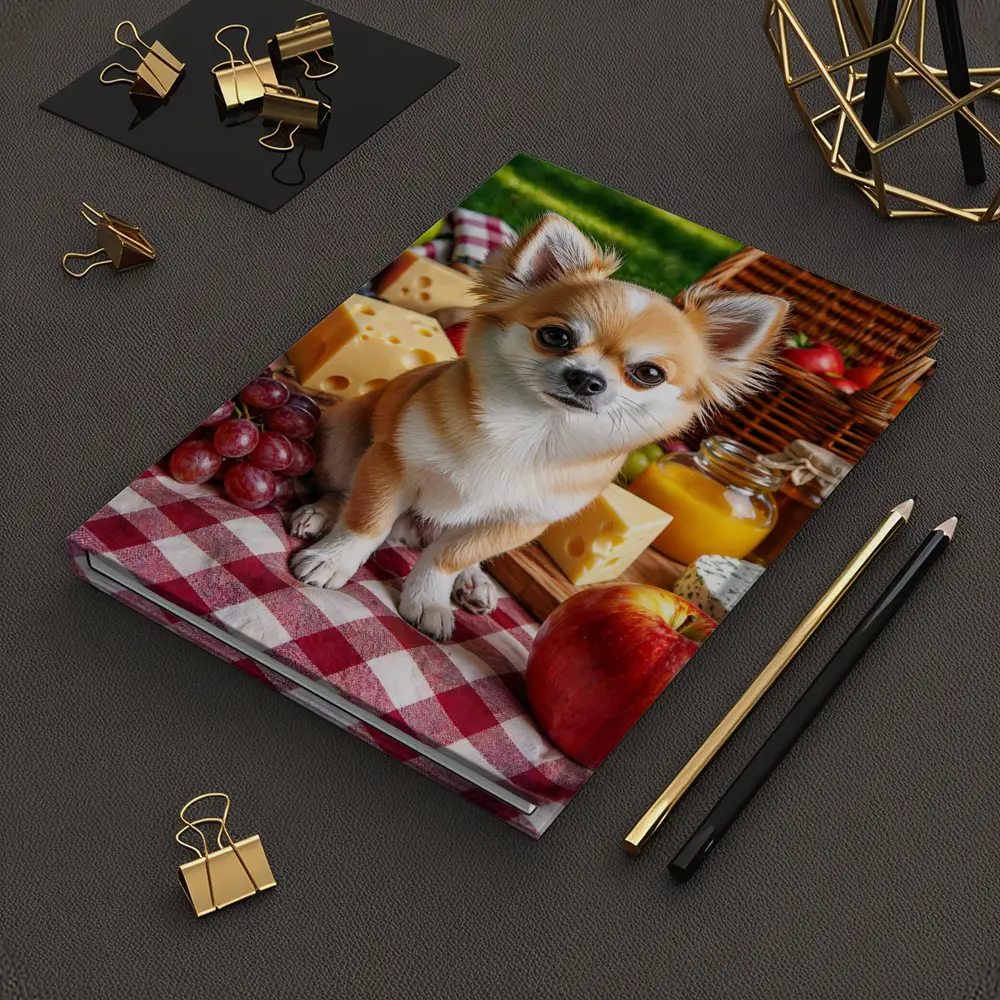 Chihuahua Sitting at Summer Picnic Spread – Notebooks