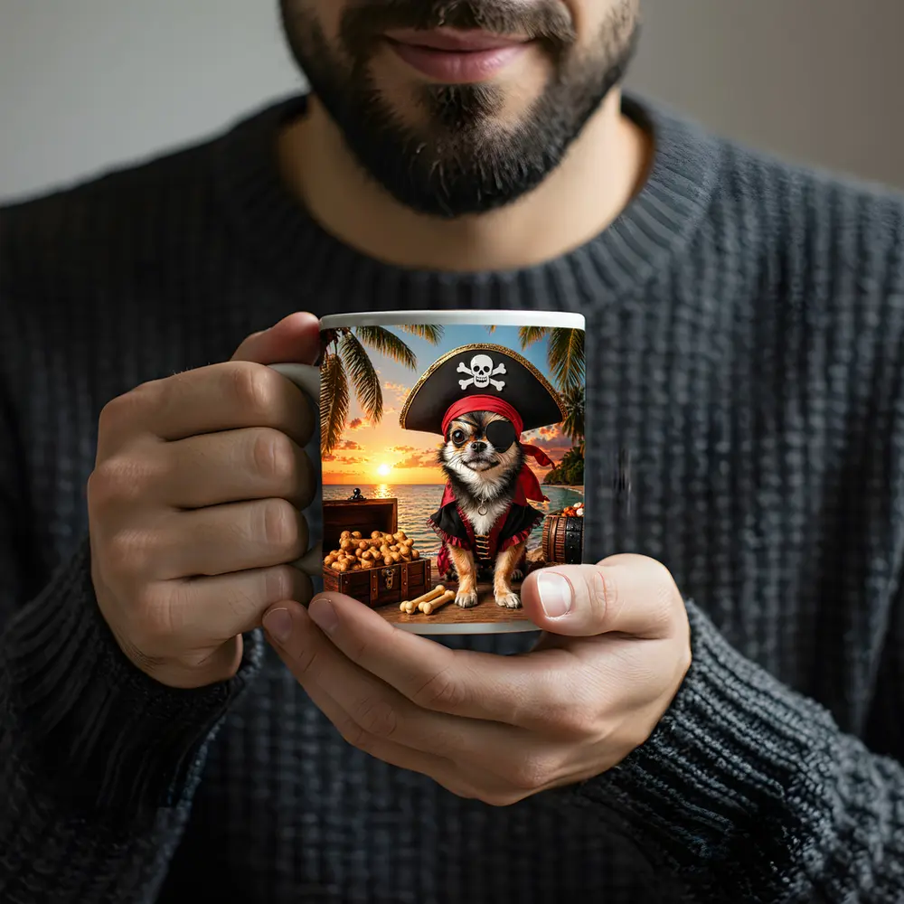 Chihuahua Pirate Dog Tropical Beach Sunset – Mugs