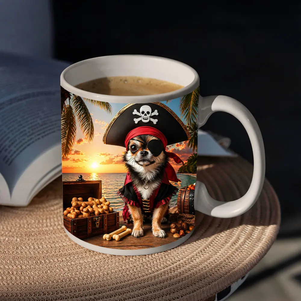 Chihuahua Pirate Dog Tropical Beach Sunset – Mugs