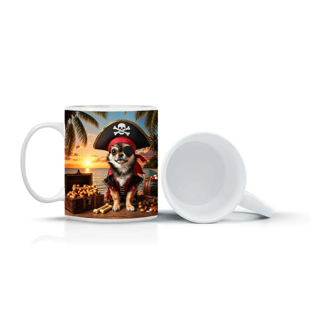 Chihuahua Pirate Dog Tropical Beach Sunset – Mugs