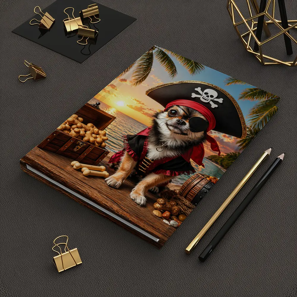 Chihuahua Pirate Dog Tropical Beach Sunset – Notebooks