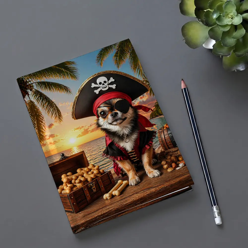 Chihuahua Pirate Dog Tropical Beach Sunset – Notebooks