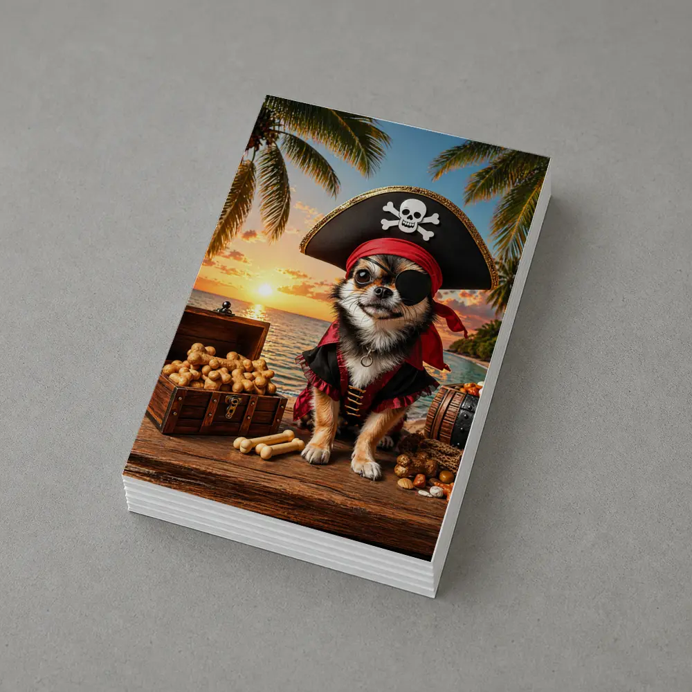 Chihuahua Pirate Dog Tropical Beach Sunset – Postcards