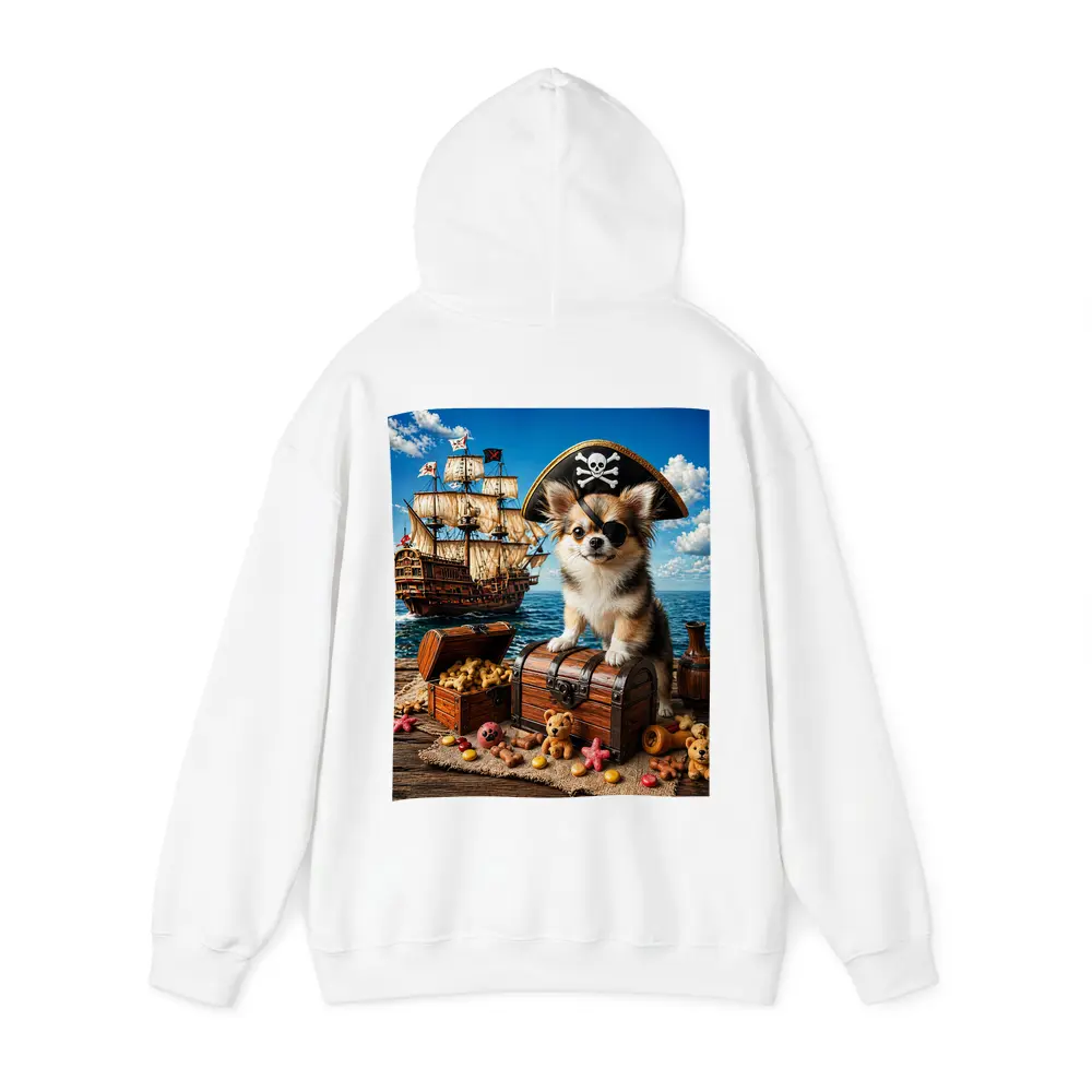 Chihuahua Pirate Sitting on Treasure Chest Ship – Hoodies