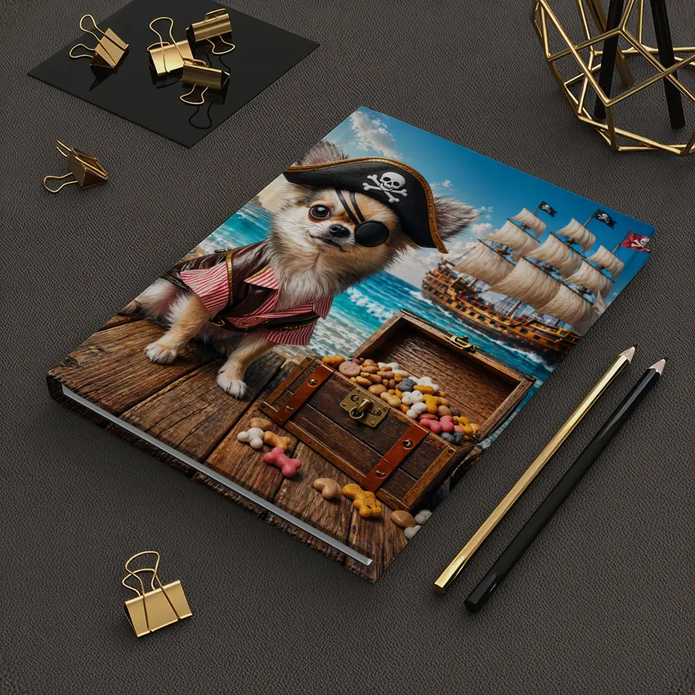 Chihuahua Pirate Dog With Treasure Chest Ocean – Notebooks