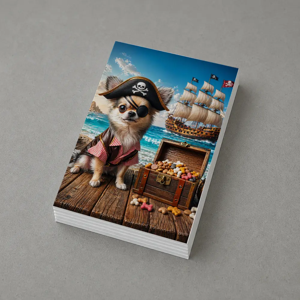 Chihuahua Pirate Dog With Treasure Chest Ocean – Postcards