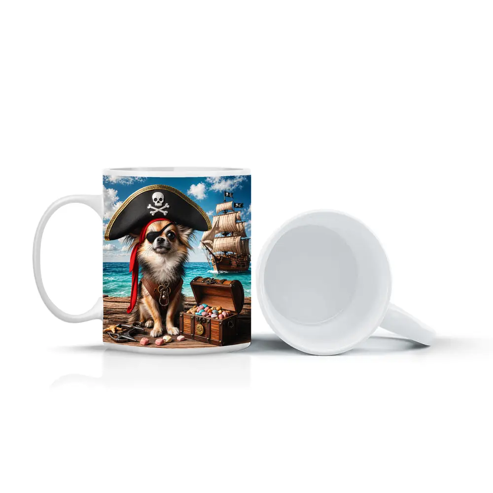 Chihuahua Pirate With Treasure Chest Ocean – Mugs