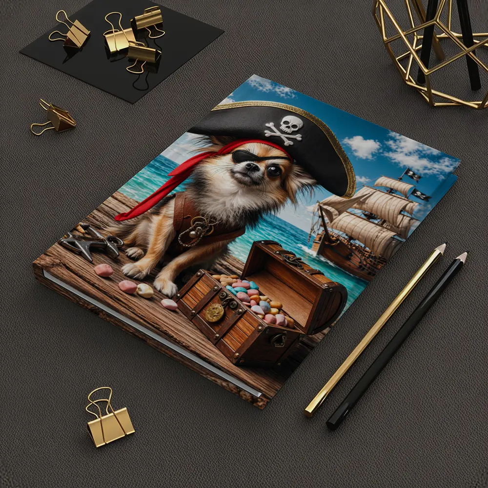 Chihuahua Pirate With Treasure Chest Ocean – Notebooks