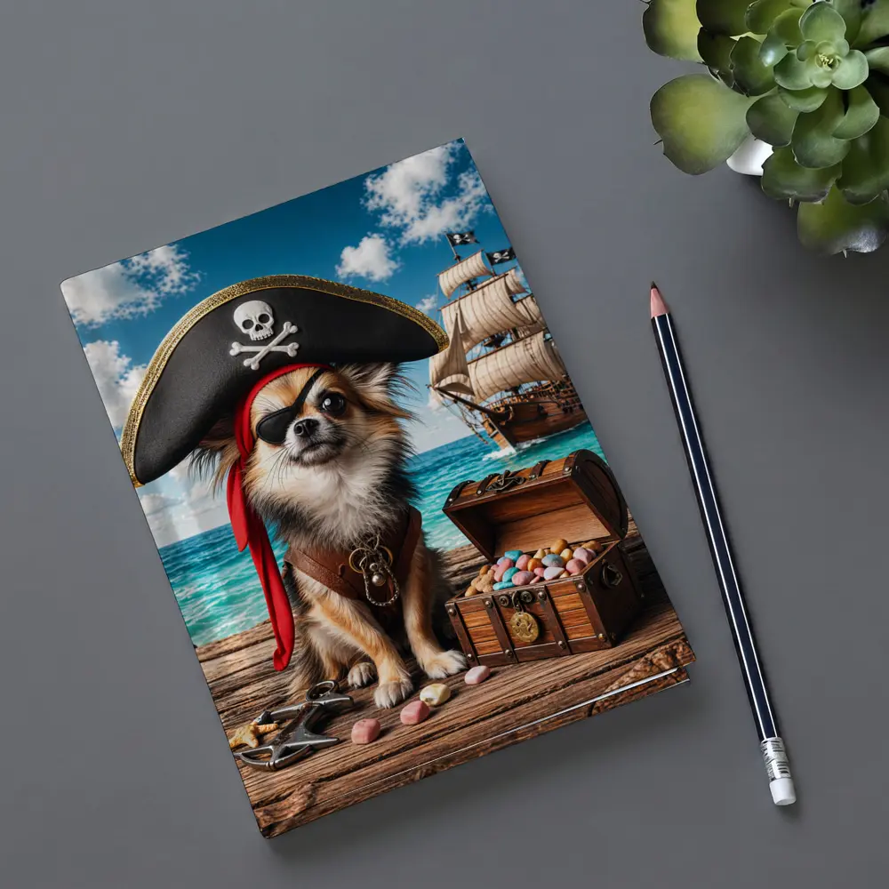 Chihuahua Pirate With Treasure Chest Ocean – Notebooks