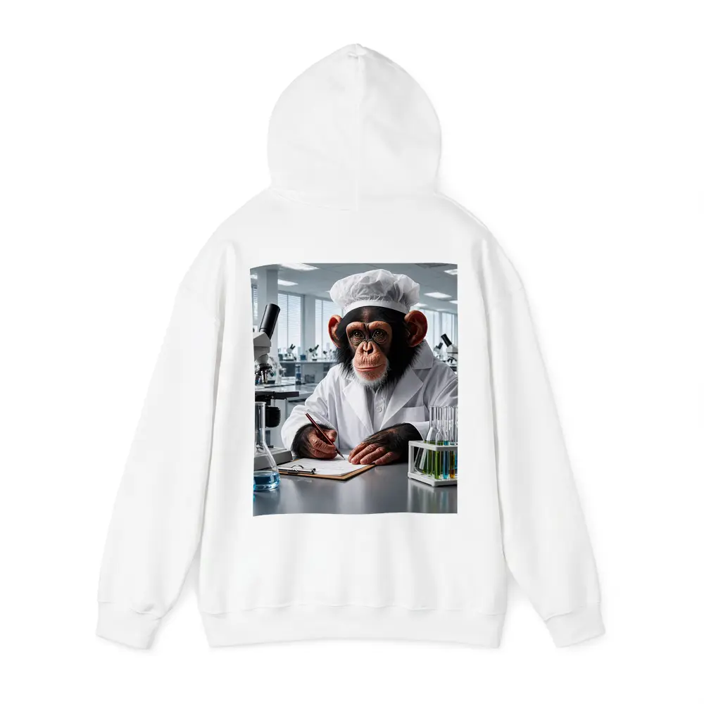Chimpanzee Scientist Writing Notes In Laboratory – Hoodies
