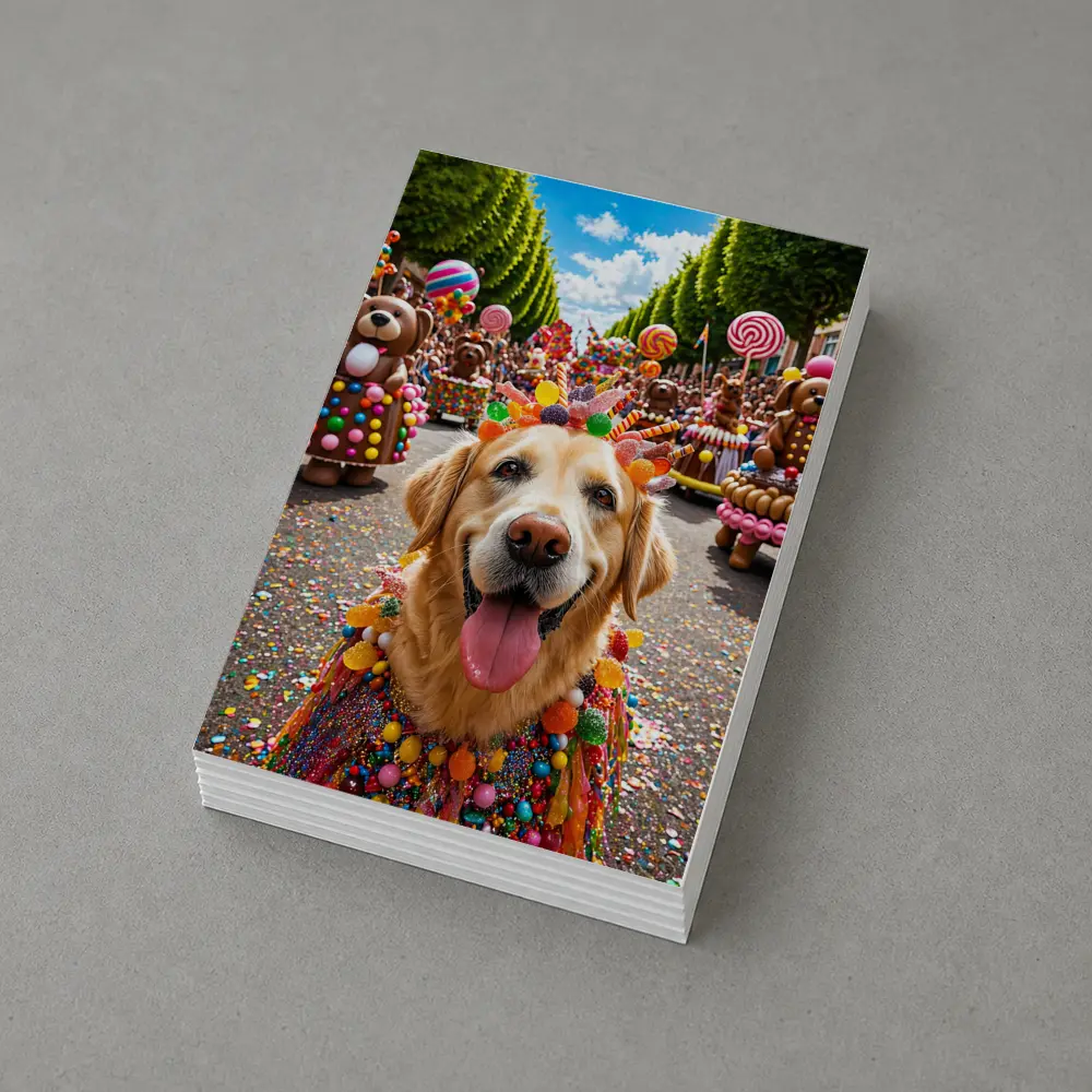 Golden Retriever Dog Candy Parade Street – Postcards