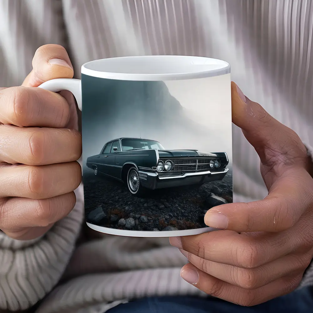 Chrysler Classic Car Foggy Mountain Scene – Mugs
