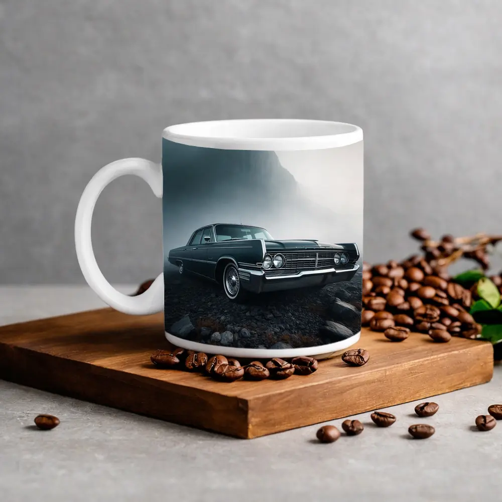 Chrysler Classic Car Foggy Mountain Scene – Mugs