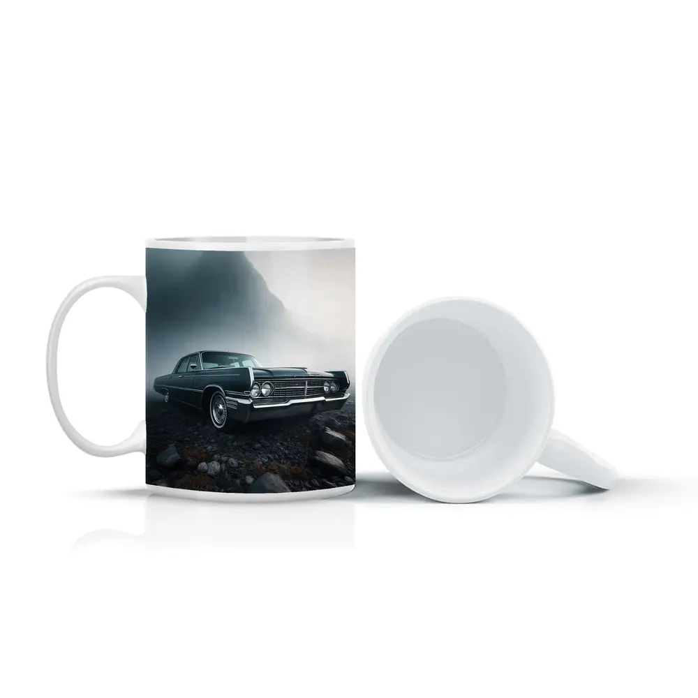 Chrysler Classic Car Foggy Mountain Scene – Mugs