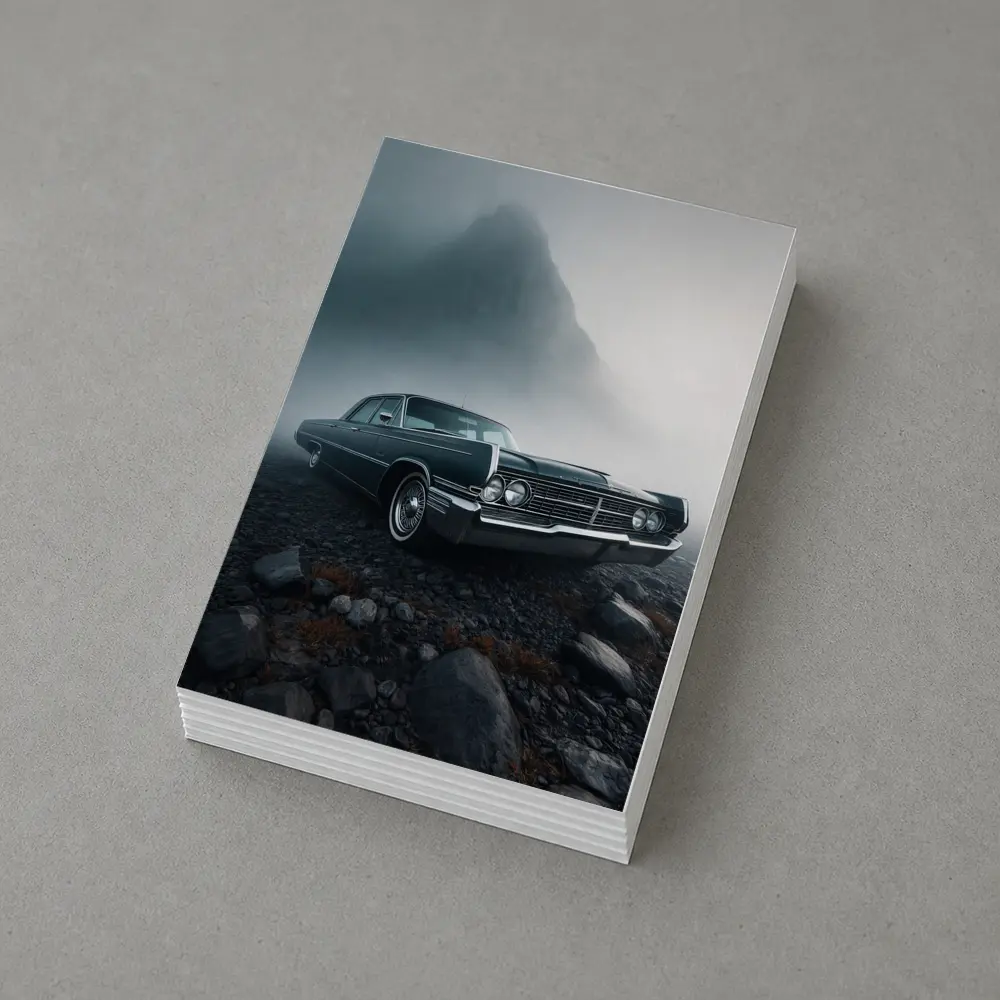 Chrysler Classic Car Foggy Mountain Scene – Postcards