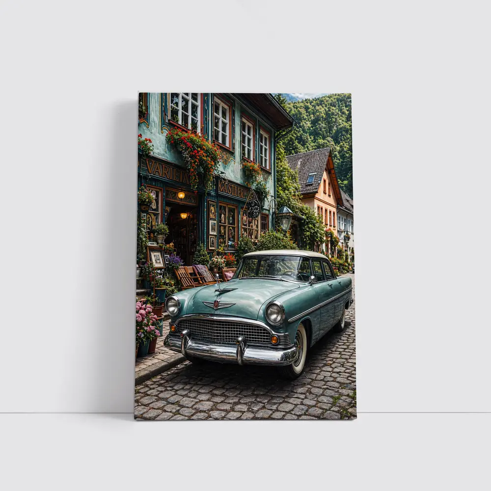 Chrysler Classic Car European Cobblestone Street – Wall Art