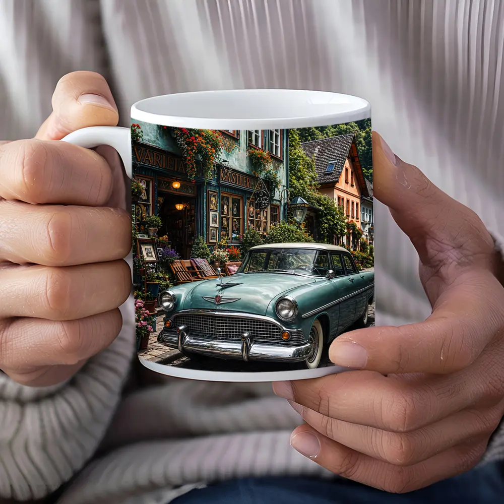 Chrysler Classic Car European Cobblestone Street – Mugs