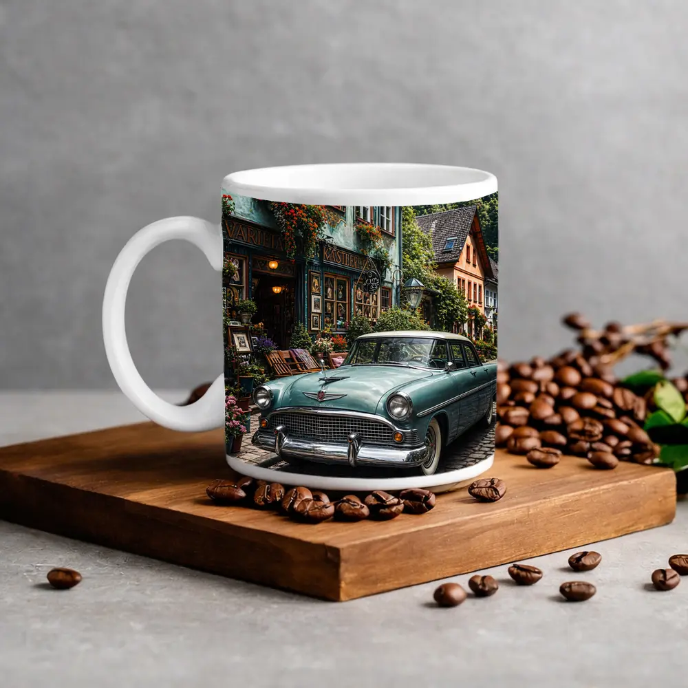 Chrysler Classic Car European Cobblestone Street – Mugs