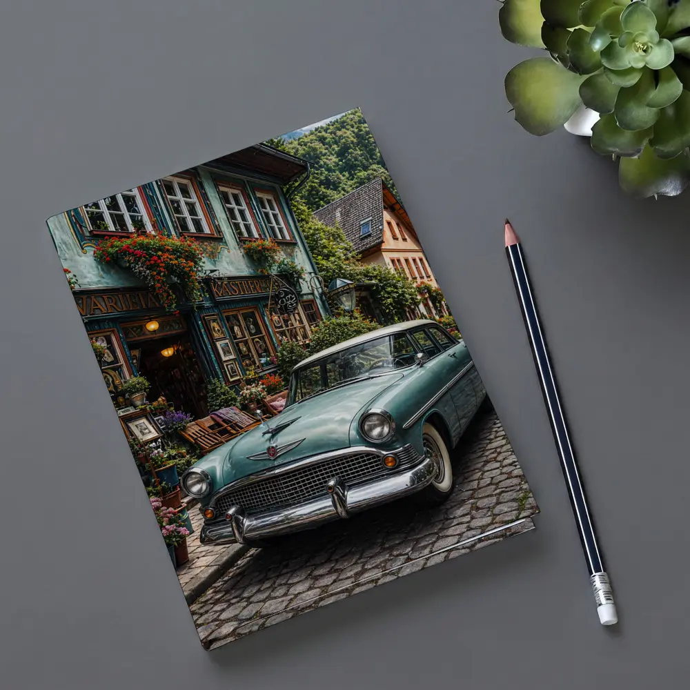 Chrysler Classic Car European Cobblestone Street – Notebooks