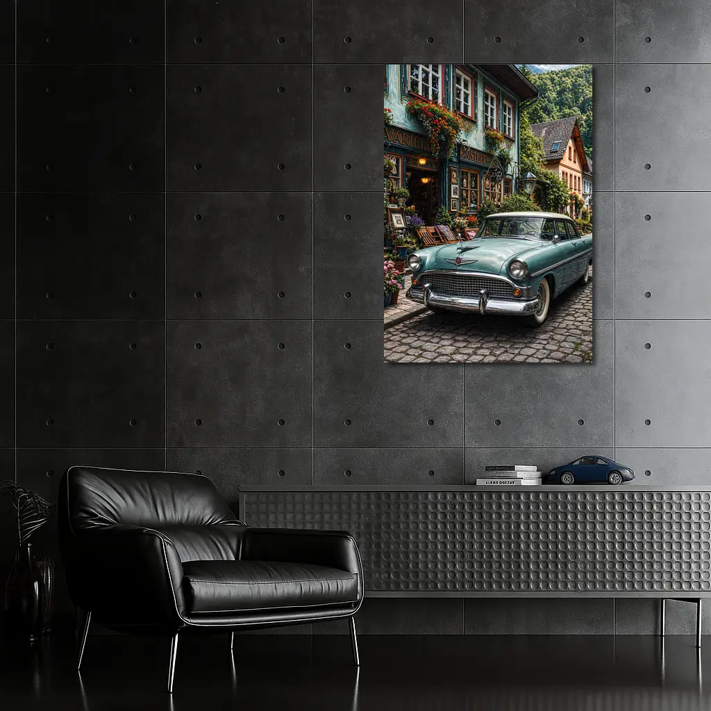 Chrysler Classic Car European Cobblestone Street – Wall Art