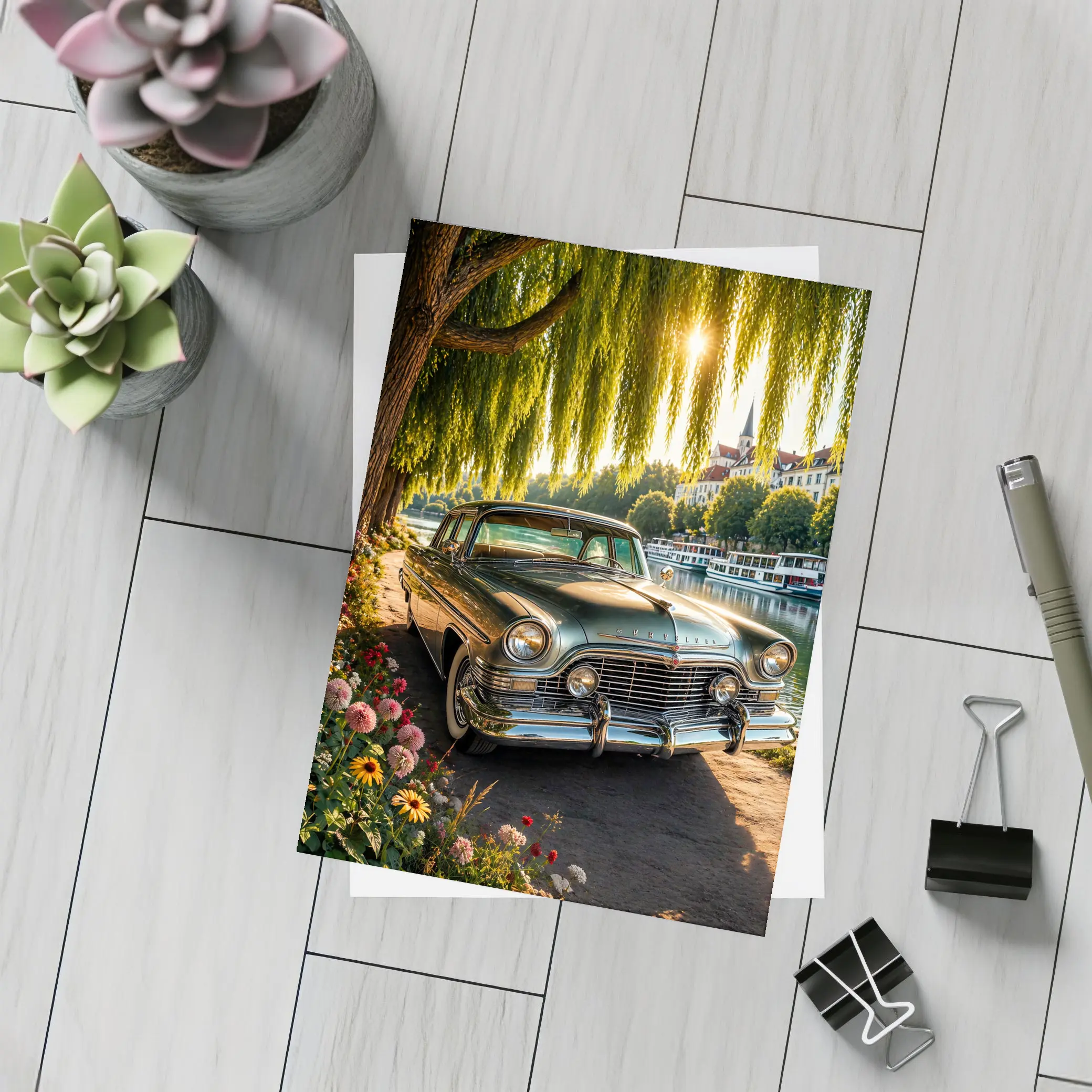 Chrysler Classic Car by Riverside Willows – Postcards