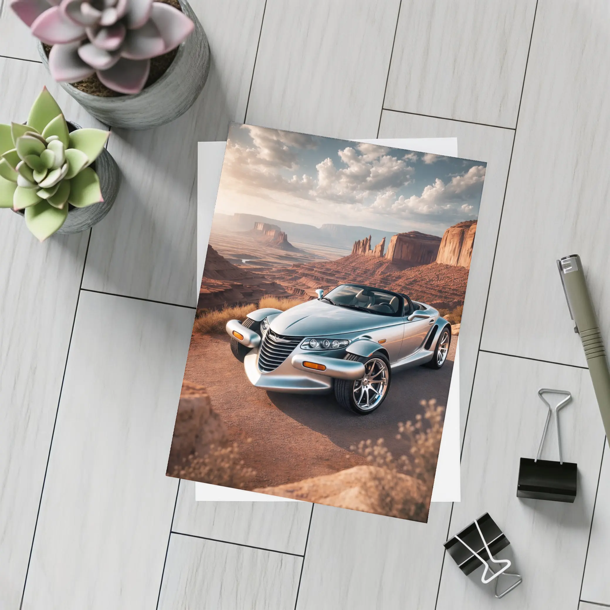 Chrysler Prowler Roadster Desert Canyon Landscape – Postcards