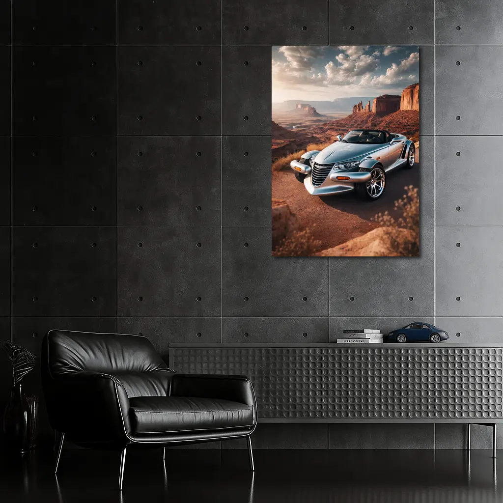 Chrysler Prowler Roadster Desert Canyon Landscape – Wall Art