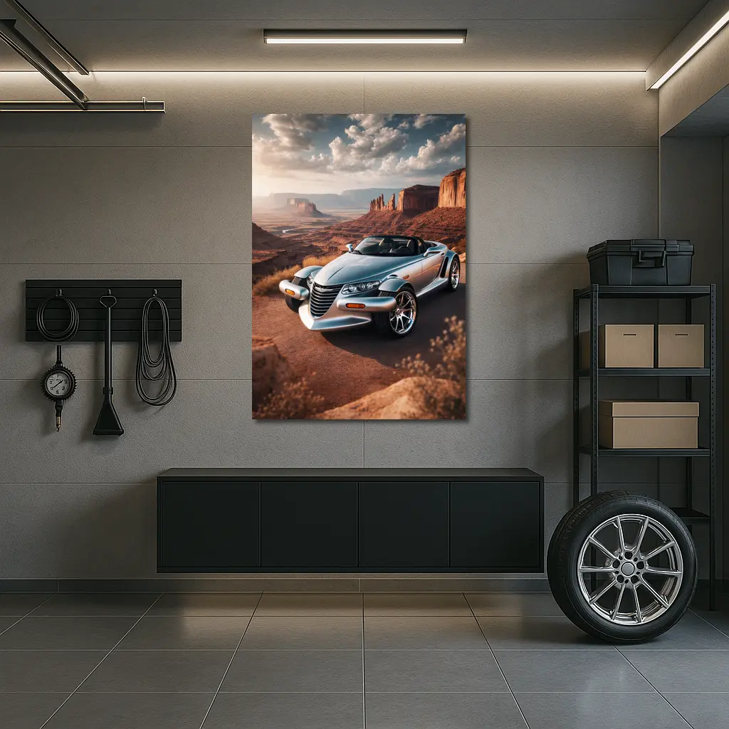 Chrysler Prowler Roadster Desert Canyon Landscape – Wall Art