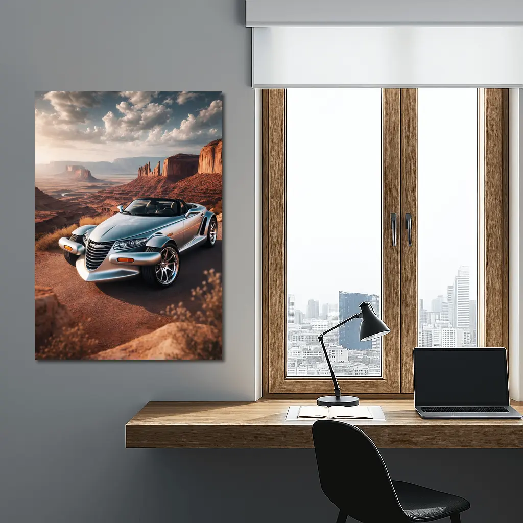 Chrysler Prowler Roadster Desert Canyon Landscape – Wall Art