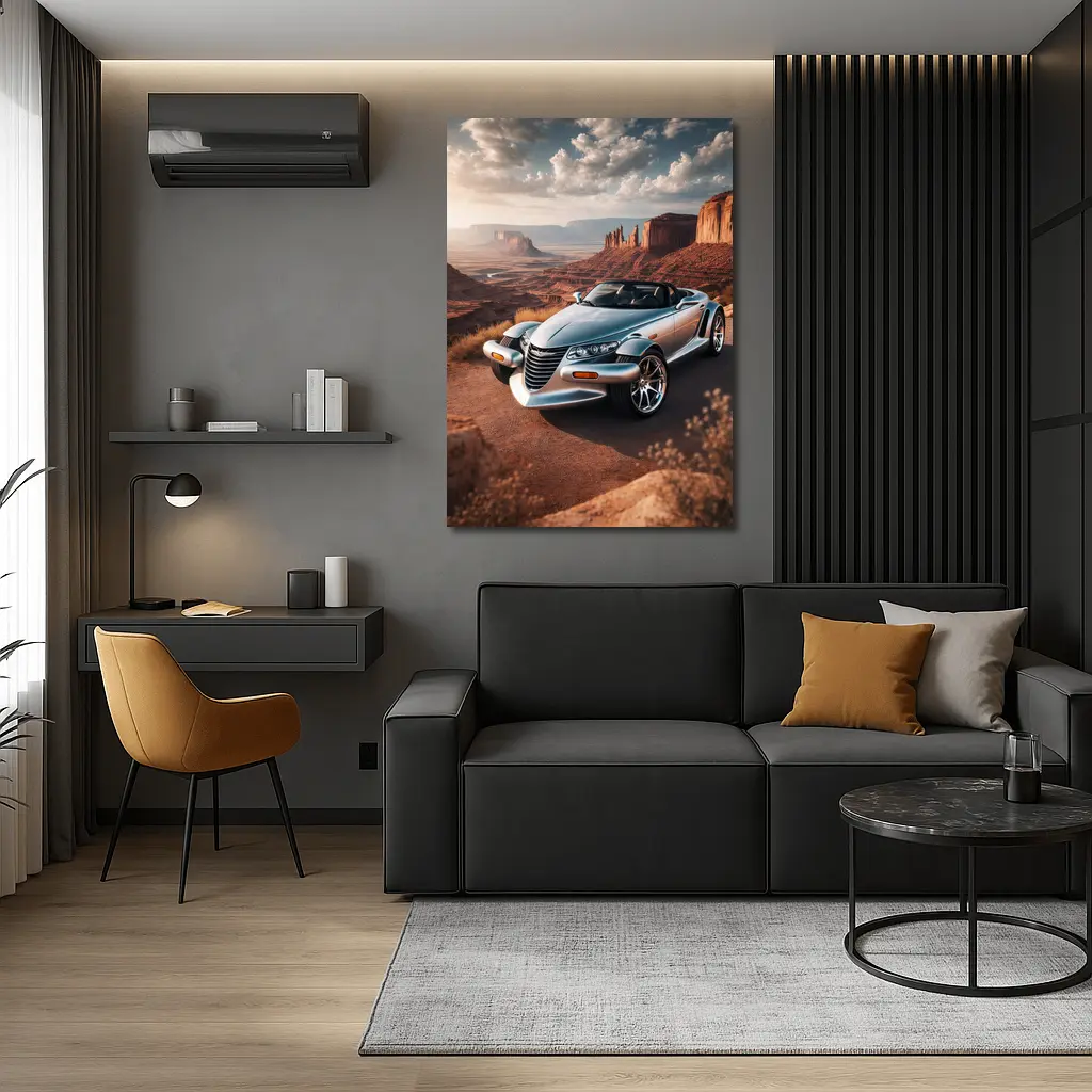 Chrysler Prowler Roadster Desert Canyon Landscape – Wall Art