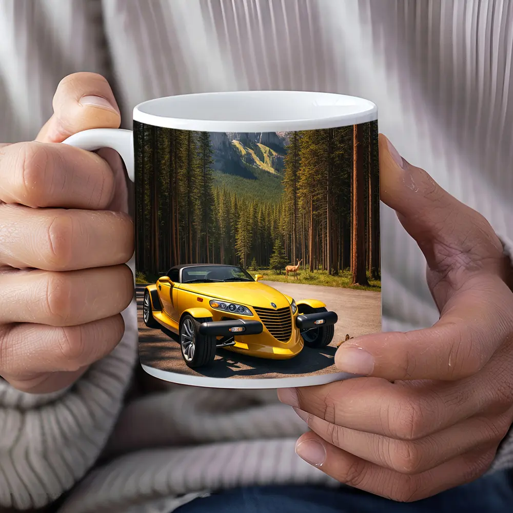 Yellow Chrysler Prowler Forest Mountain Road – Mugs