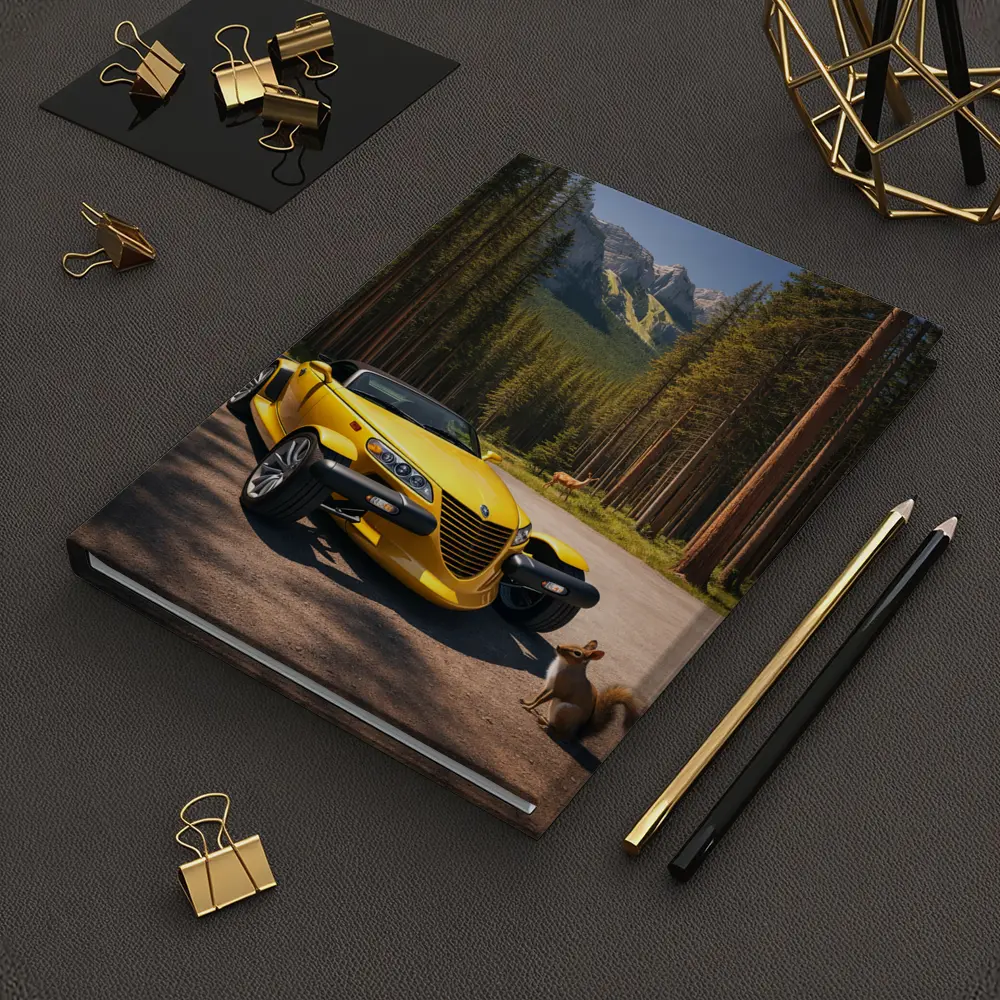 Yellow Chrysler Prowler Forest Mountain Road – Notebooks