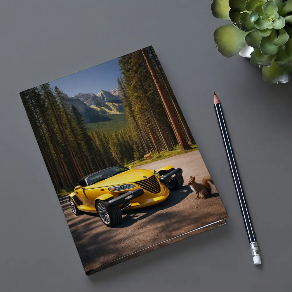 Yellow Chrysler Prowler Forest Mountain Road – Notebooks