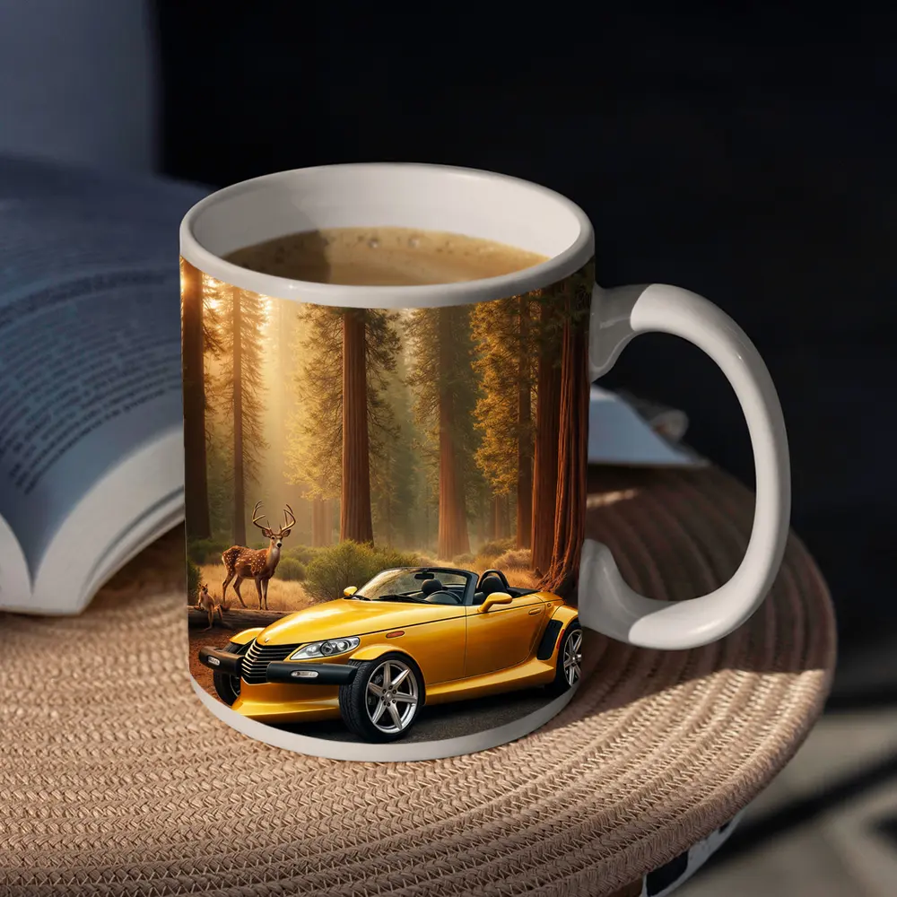 Chrysler Prowler Yellow Roadster Forest Deer – Mugs