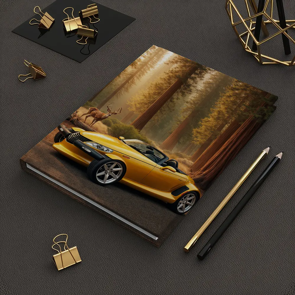 Chrysler Prowler Yellow Roadster Forest Deer – Notebooks