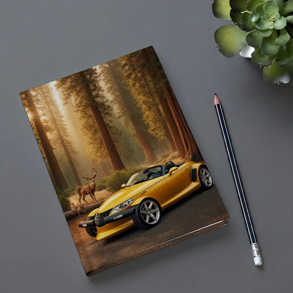 Chrysler Prowler Yellow Roadster Forest Deer – Notebooks