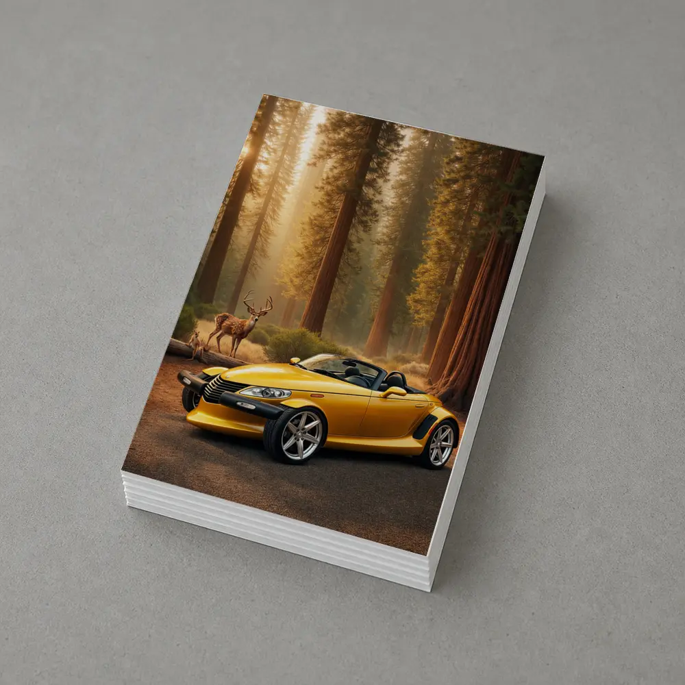 Chrysler Prowler Yellow Roadster Forest Deer – Postcards
