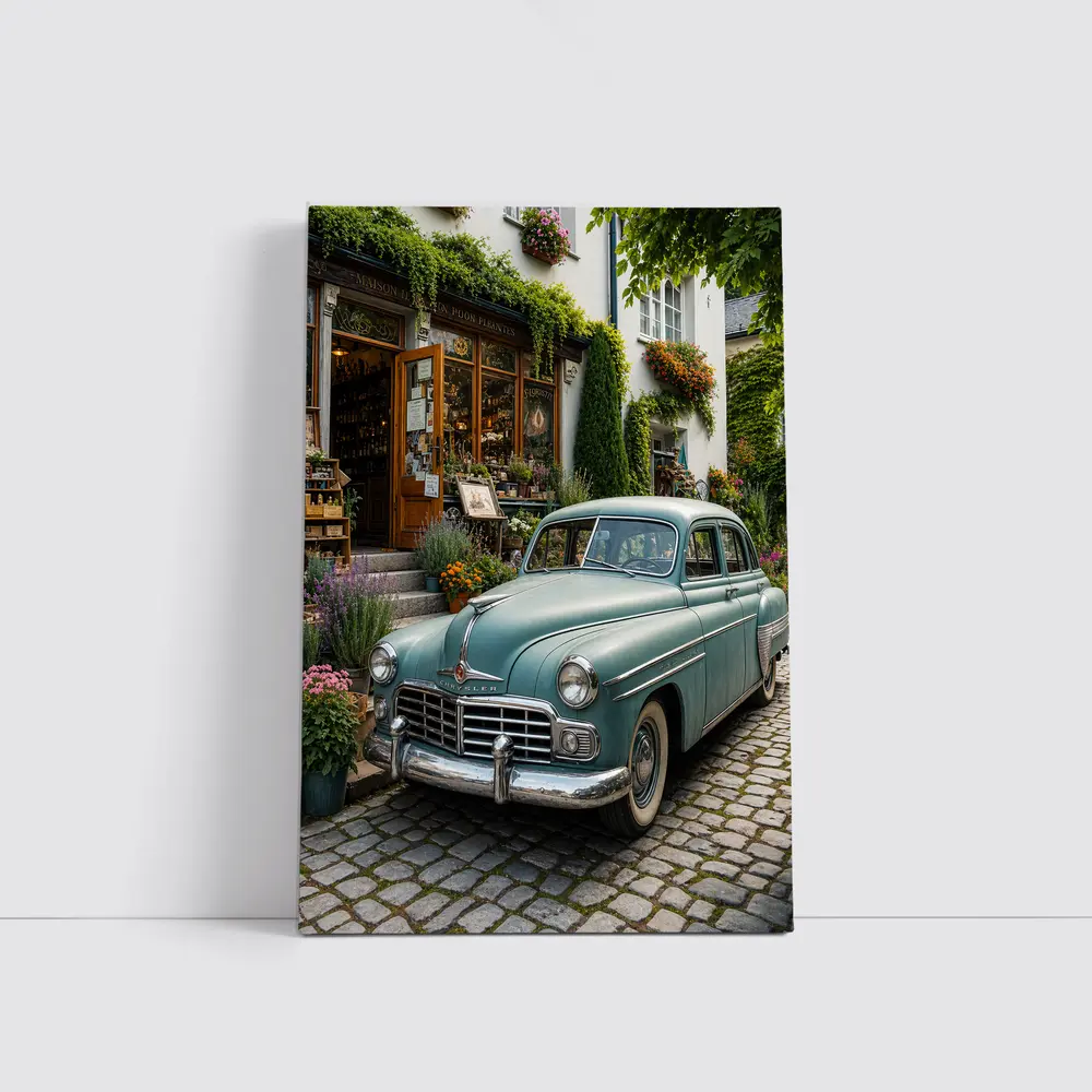 Chrysler Vintage Car French Flower Shop Street – Wall Art